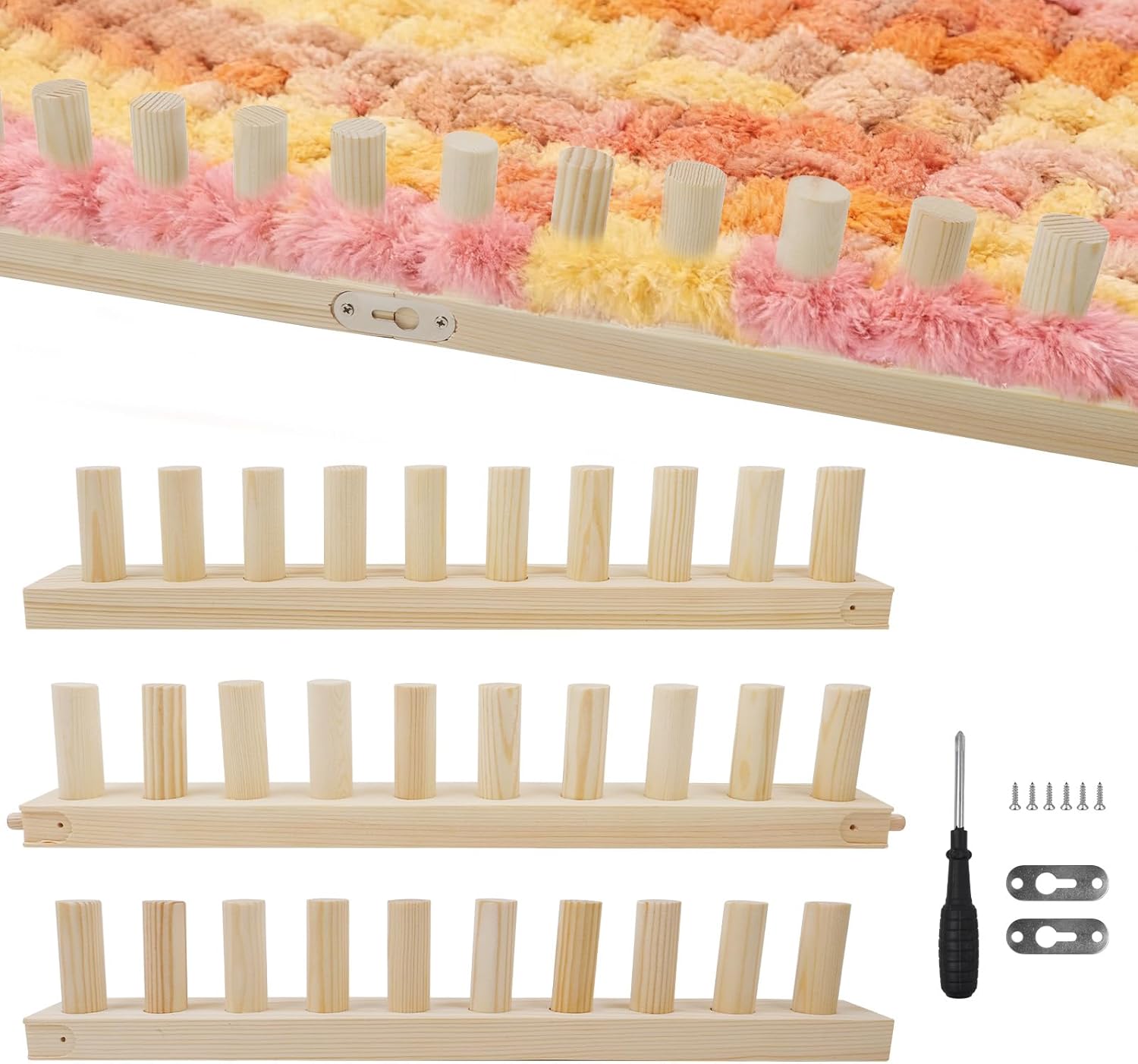 TOMAIX 48-inch Chunky Blanket Loom, Adjustable Wooden Frame, Suitable for DIY Coverlet, Ideal for Beginners and DIY Weaving Enthusiasts