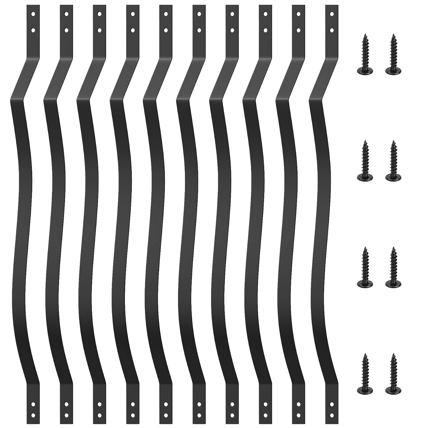 Akenow Metal Deck Balusters 51 Pack, 32.25" x 1" Deck Spindles with Screws, Heavy Duty Wave Arc Baluster, Porch Railing Kit for Outdoor Stair Deck Porch