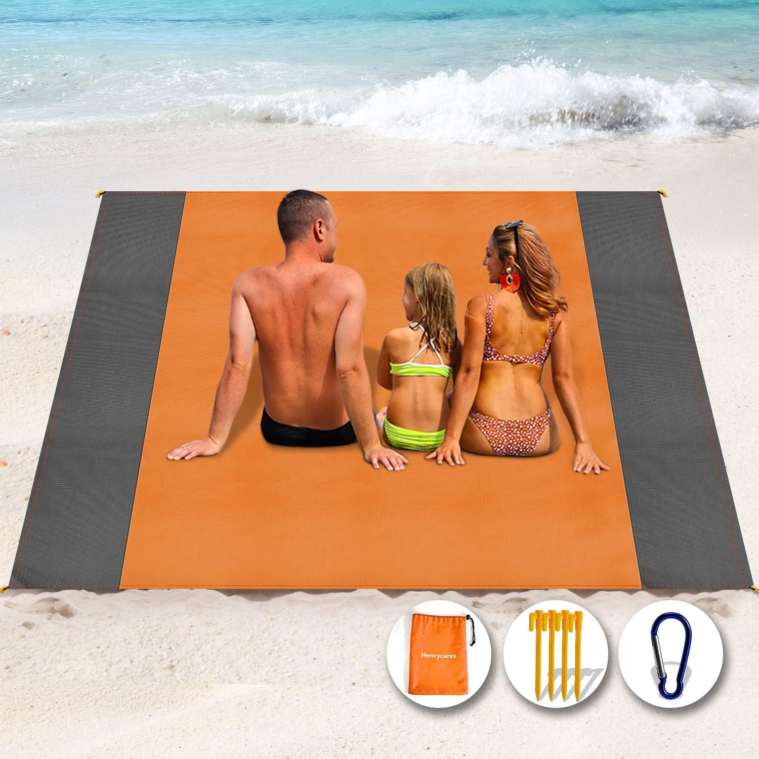 Beach Blanket Picnic Blanket, Extra Large 250 x 200cm Sandproof Waterproof Beach Mat with 4 Stakes for 5-8 Adults, Summer Essentials Outdoor Blanket for Travel Camping Hiking Picnic (Pink)