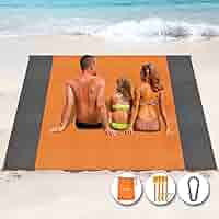 Coperta Spiaggia Impermeabile 250x200 Cm - Tappetino Picnic Antisabbia Con Picchetti, Per 4-8 Persone - Foto 2