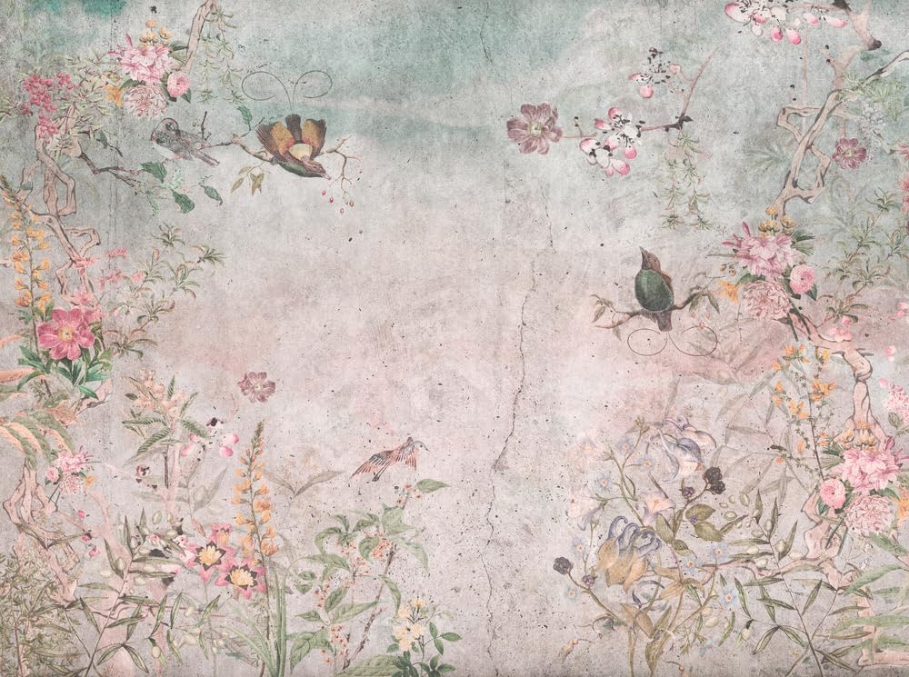 Livingwalls Photo Wallpaper Flowers in Colourful, Grey, Blue