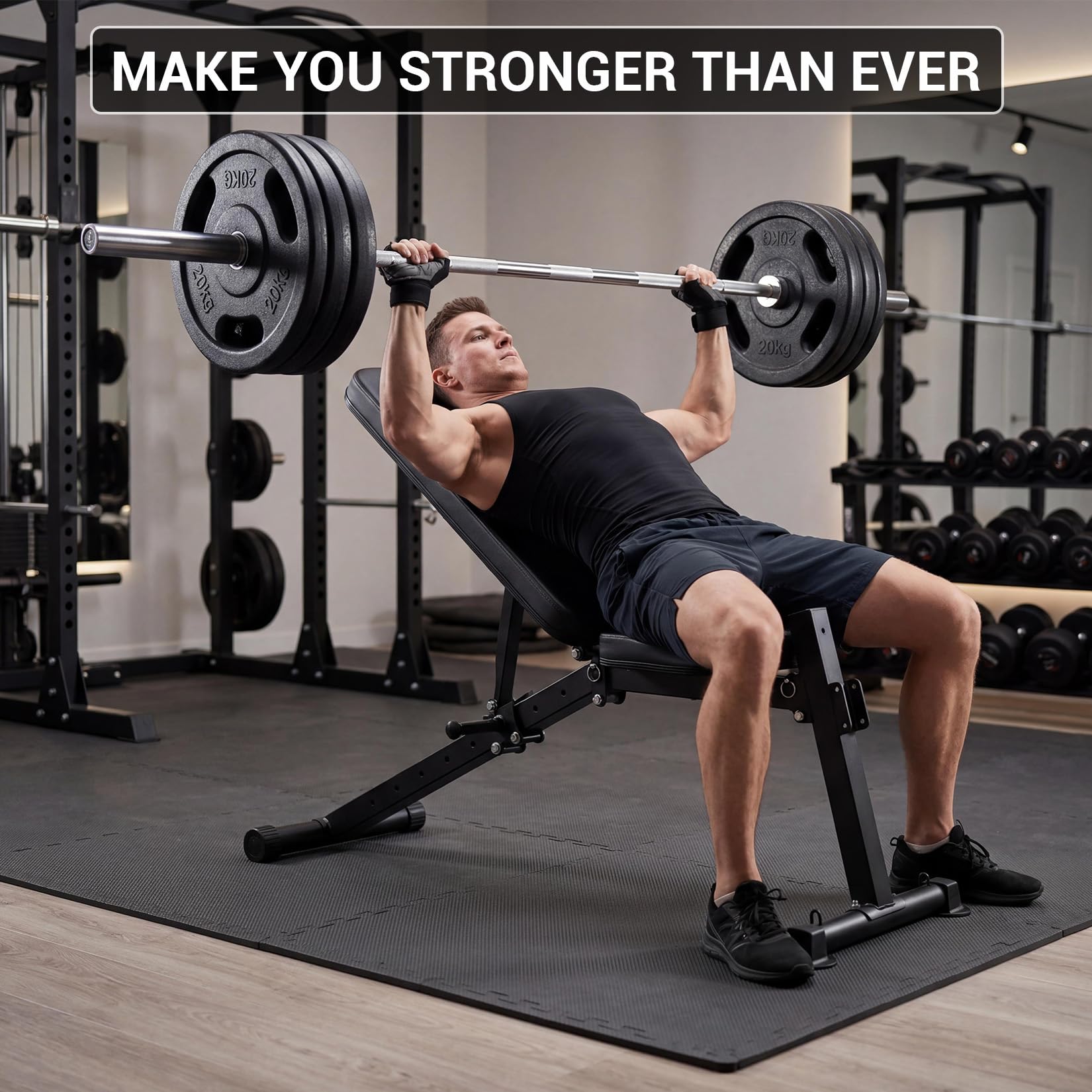 Banco de musculación ajustable, banco de fitness plegable con soporte para piernas para entrenamiento completo en el hogar, multifunción entrenamiento completo del cuerpo con cuerda de tracción