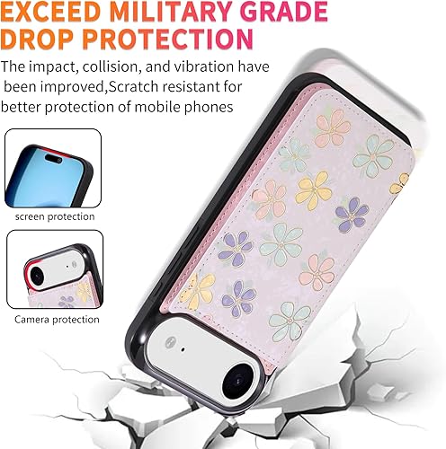 Miniatura 78 de UEEBAI Funda tipo cartera para iPhone 15 Pro Max con tarjetero, cubierta de cuero PU con soporte, bloqueo RFID, doble cierre magnético, relieve de