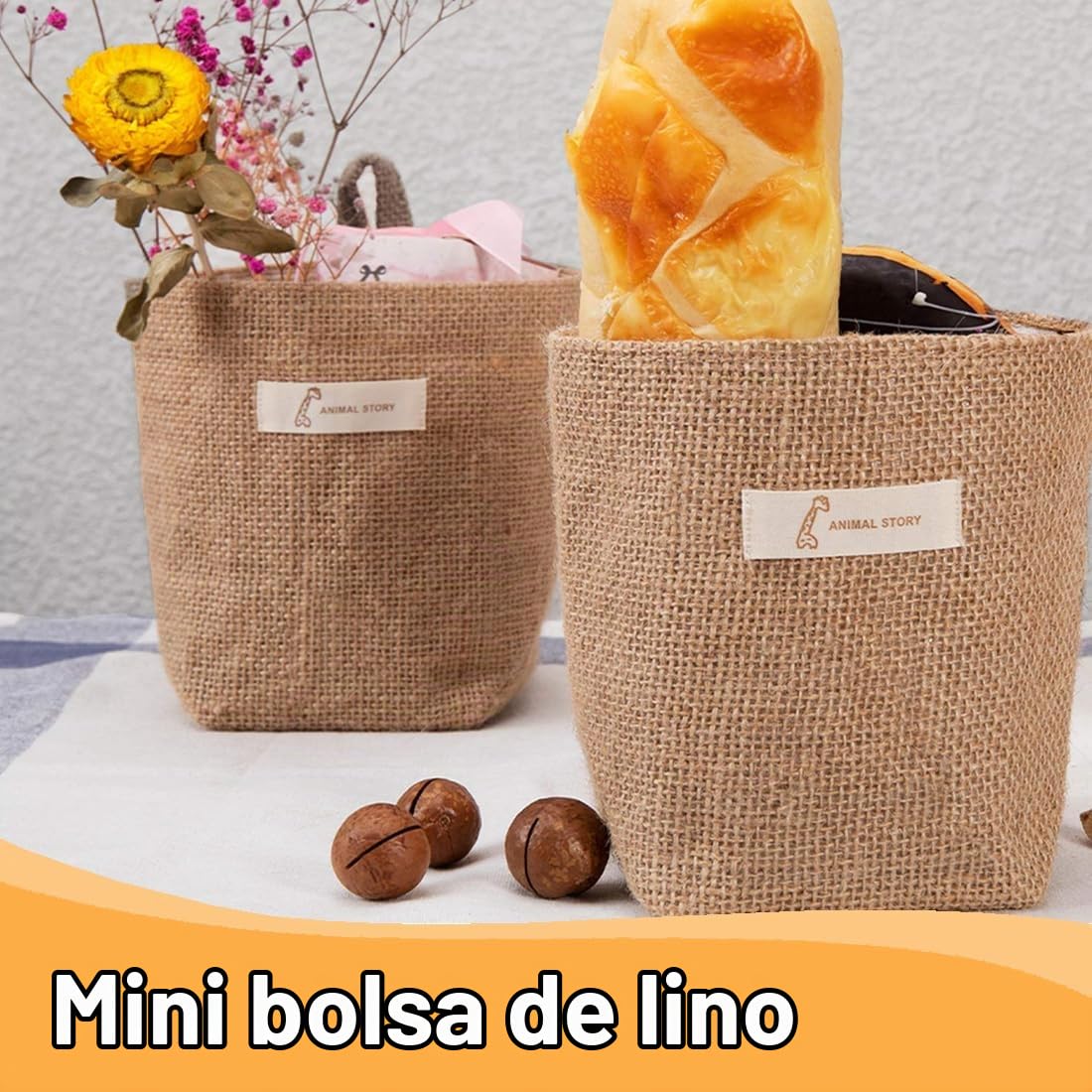 2 pcs Cesta Colgante de Algodón y Lino, Desmontable, Plegable, Lavable, Cesta Organizadora para Pared, Puerta, Habitación, Baño