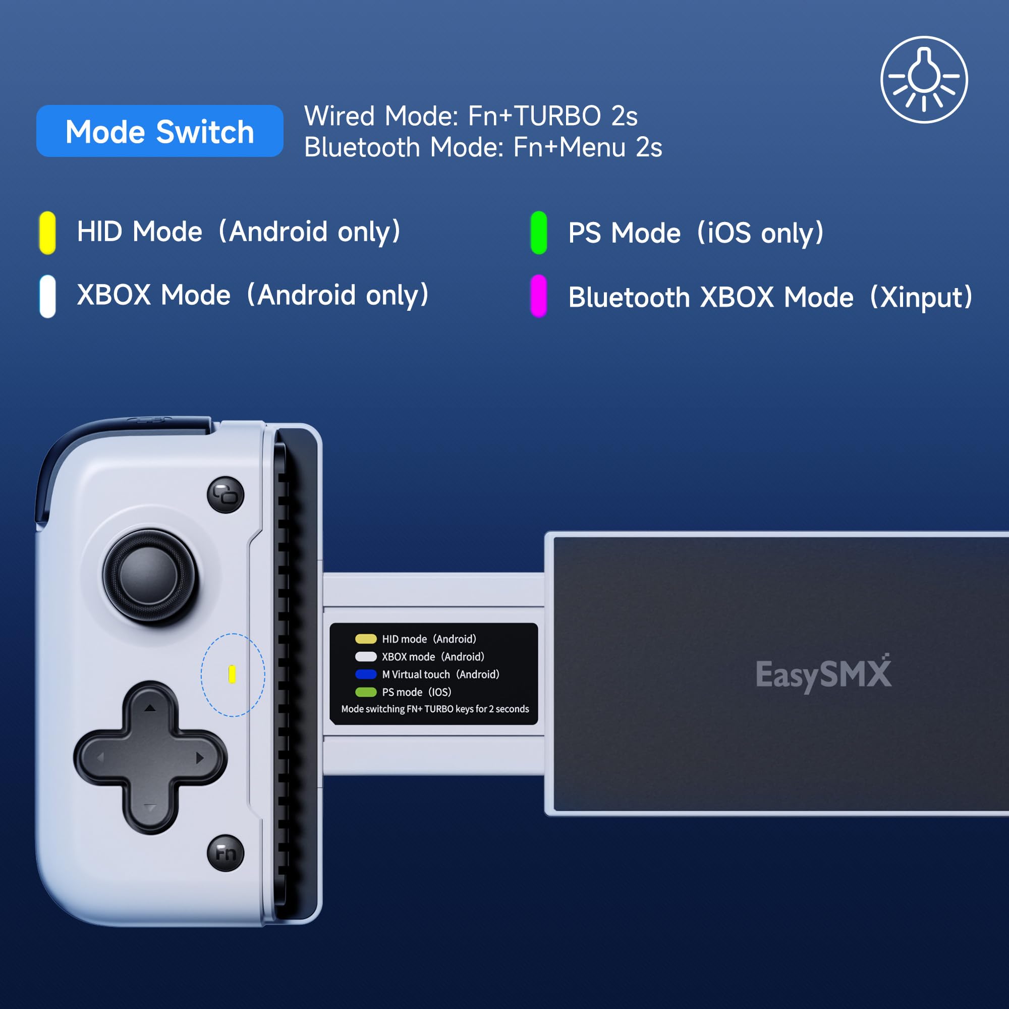 EasySMX M05 Manette Mobile Android pour iPhone Série 16/15 (USB-C) avec Effet Hall, Vibration, Plug & Play, Bluetooth, PS Remote Play Xbox, Call of Duty (Type-C)