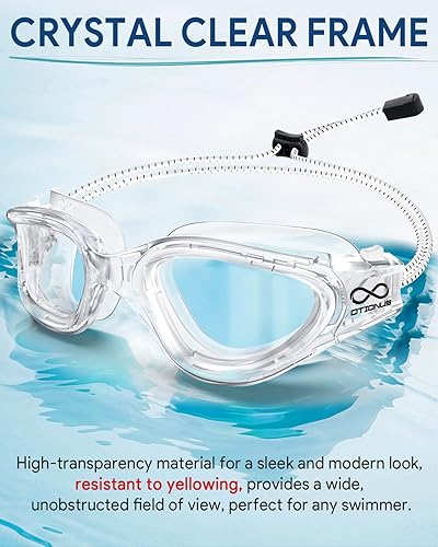 Miniatura 3 de Gafas de natación polarizadas, para adultos, con correa elástica, sin tirones de pelo, antivaho para piscina para hombres y mujeres