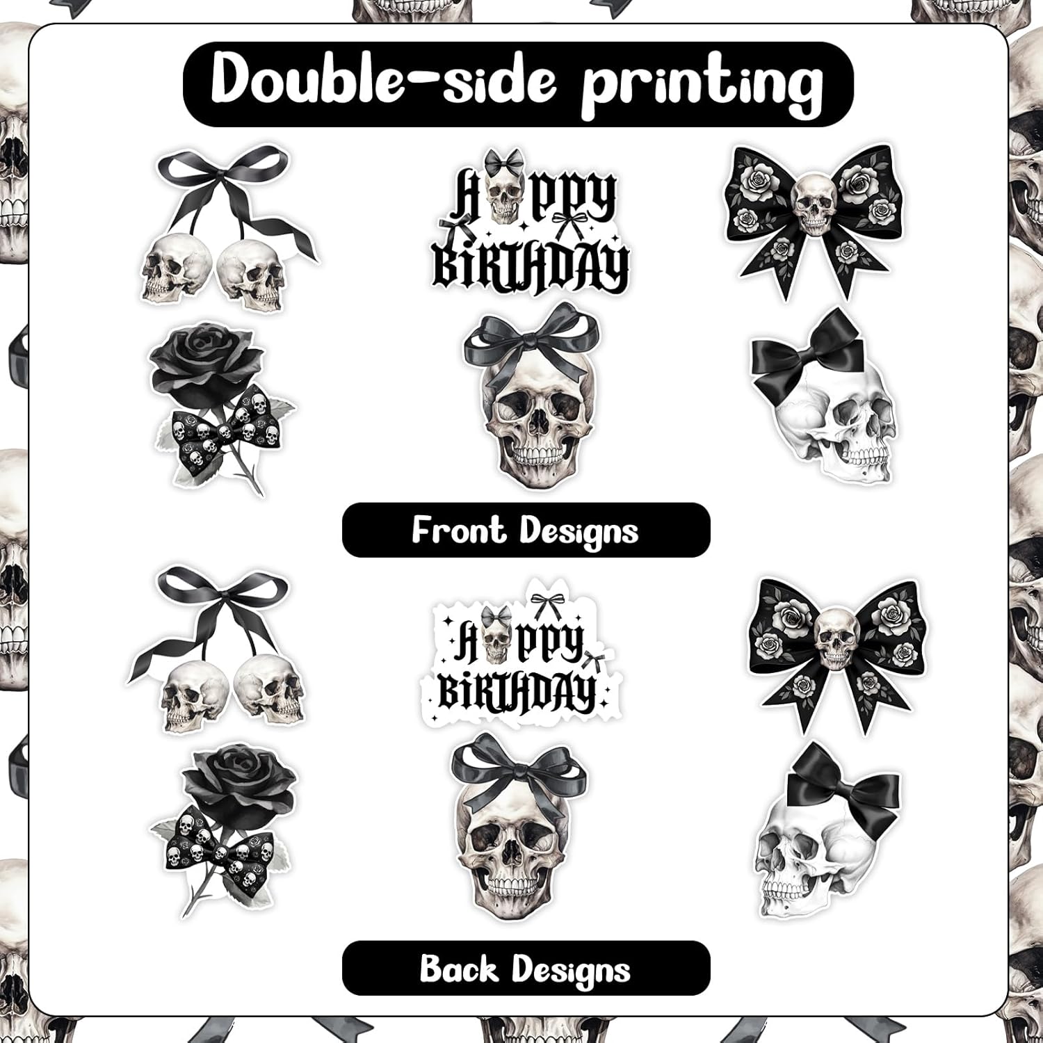 Gothic Black Bow Party Decoration 24pcs Gothic Skull Skeleton Goth Centerpieces for Table Gothic Black Bow Party Centerpieces Sticks for Women Girls Halloween Birthday Bachelorette Party Supplies
