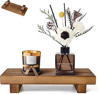 Wood Riser Soap Stand, Wooden Tray for Bathroom Counter, Kitchen Sink Stand for Soap, Pedestal Stand for Table Display, Home Decor, Footed Tray(8.66x3.54 Inch)