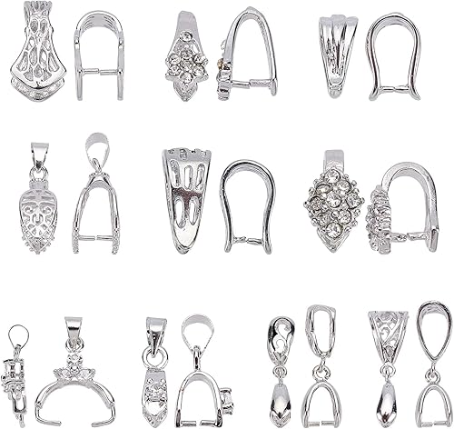 SUPERFINDINGS 10 estilos, 40 piezas de latón colgante de pellizco, recogedor de hielo, conector colgante de cuentas de filigrana, cierre de joyería