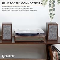 Vista 5 de Victrola Harmony - Sistema de tocadiscos Bluetooth - Reproductor de discos de vinilo de 3 velocidades, altavoces estéreo, Audio Technica ATN3600L