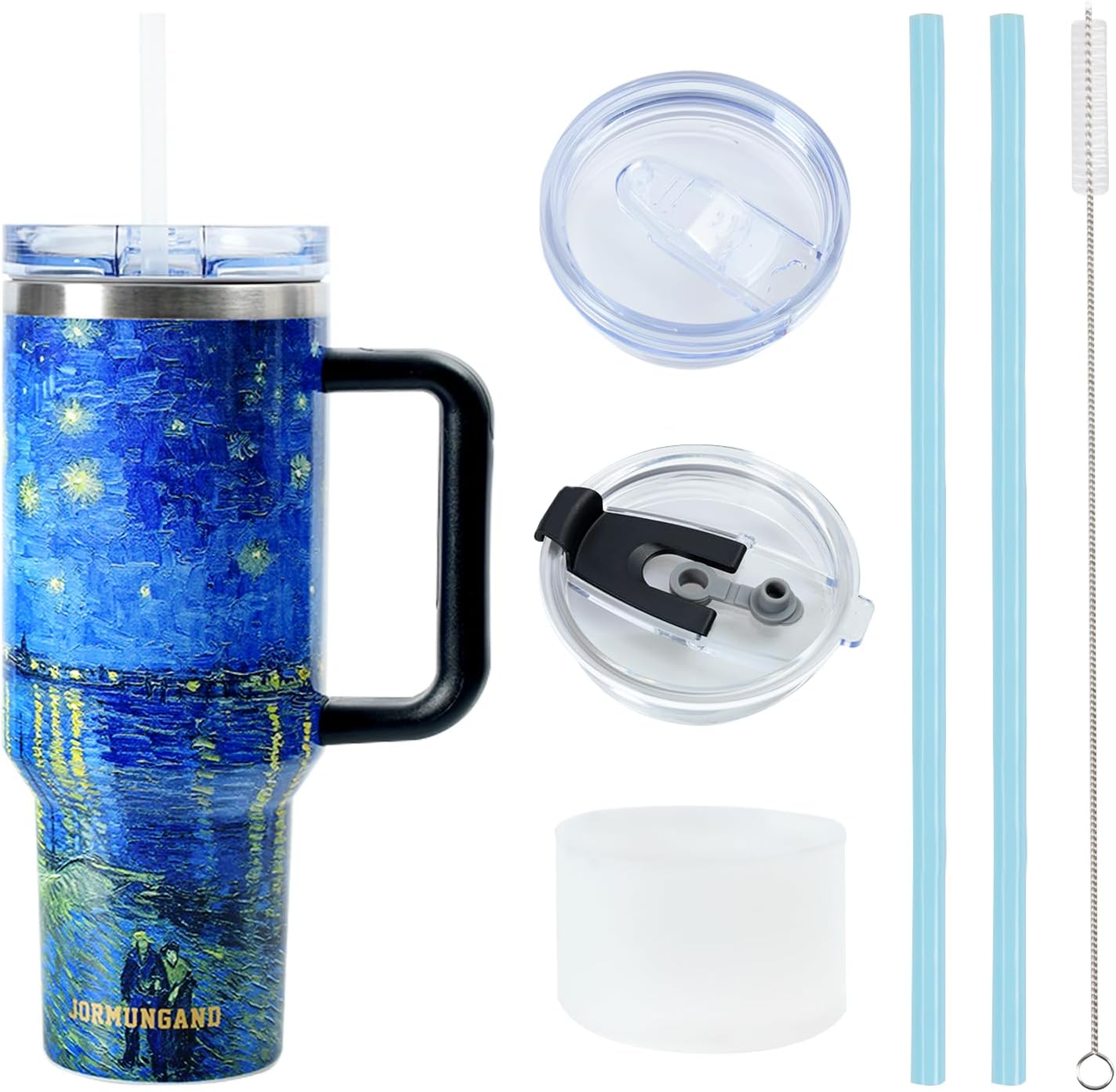 Jormungand 40 oz Tumbler with Handle and Straw Stainless Steel Vacuum Insulated Water Bottle for Hot or Cold Beverages Coffee Mug with Leak Proof Lid Gift for Women&Men Starry Night 2 - Image 2