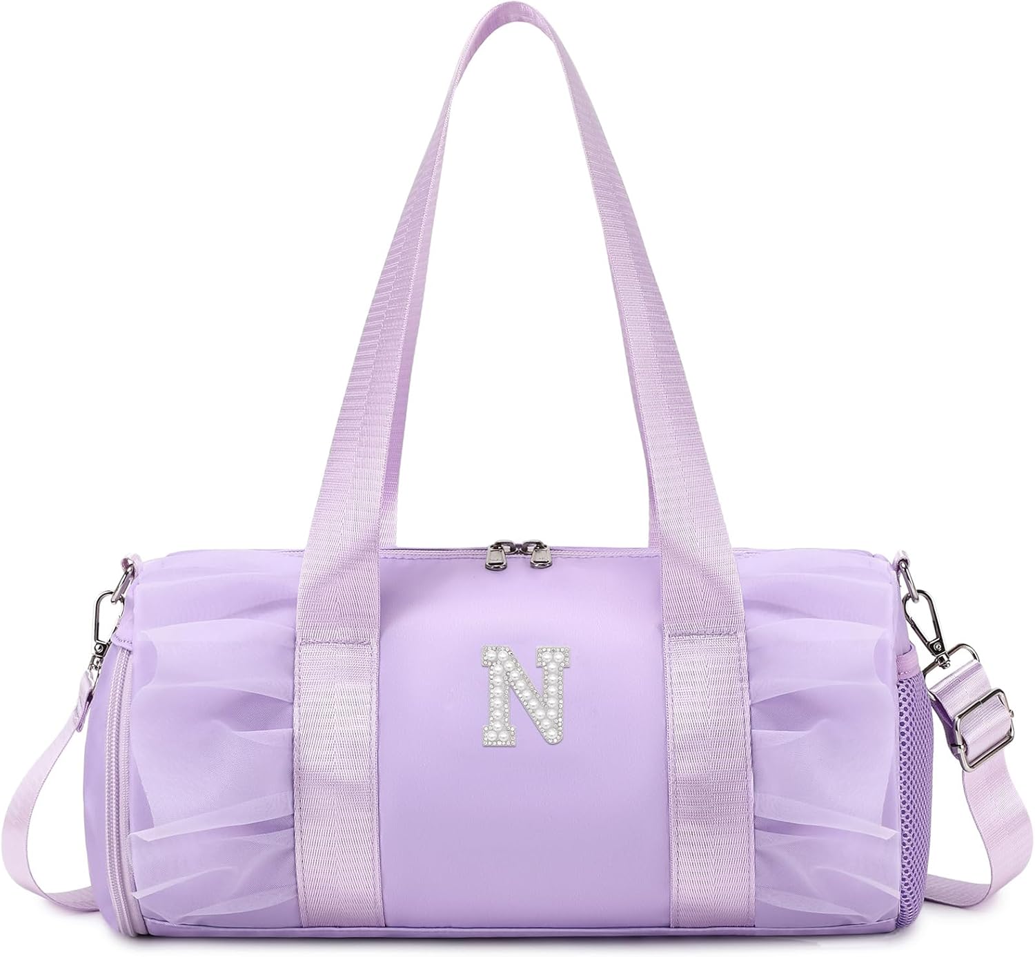 Personalized Dance Ballet Bag for Girls 4-6 Small Sports Gym Bags for Little Girls Toddler Ballerina Travel Duffle with Shoes Compartment - Purple N