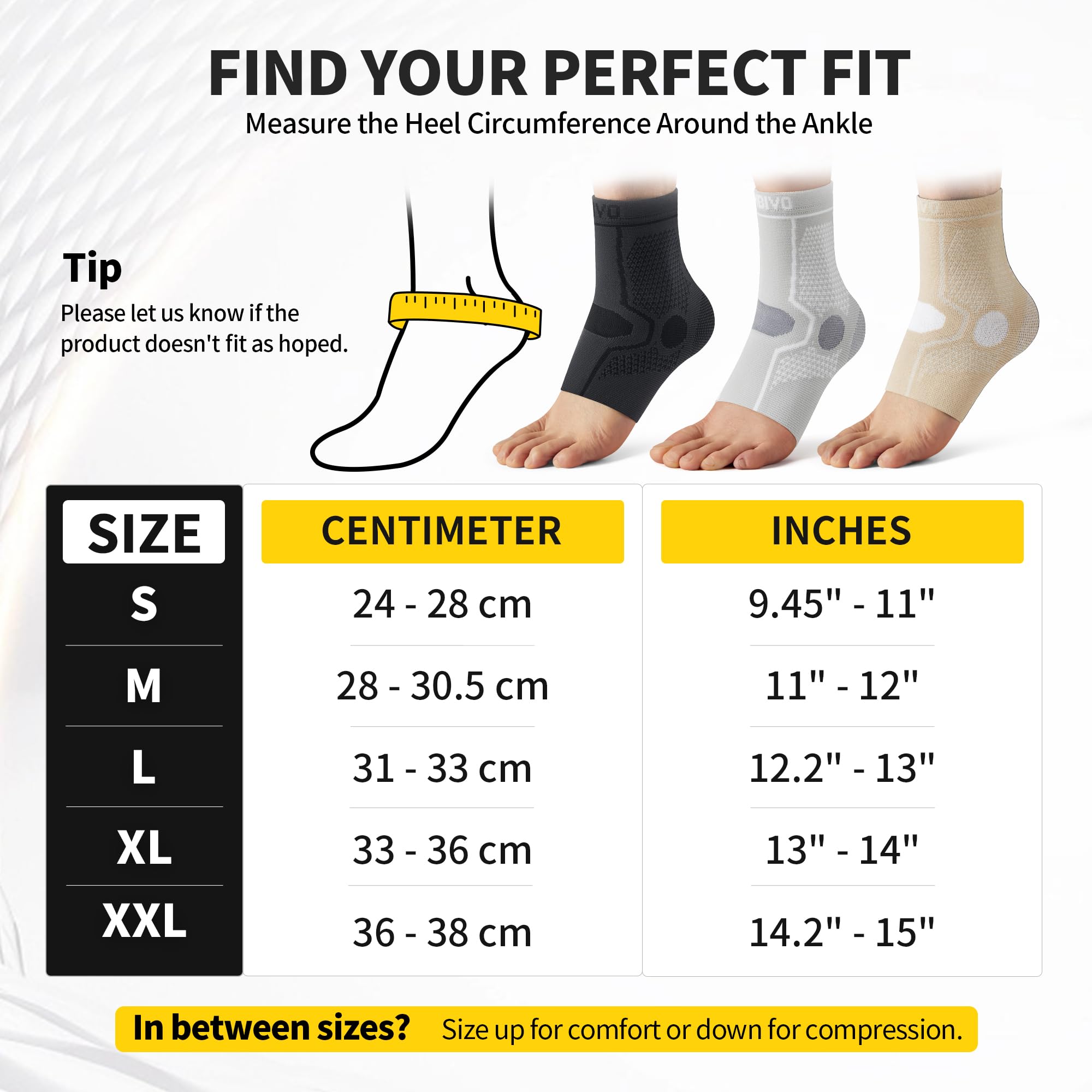 CAMBIVO Sprunggelenkbandage 2 Pack, Knöchelbandage Damen und Herren, Bandage Fußgelenk Linderung von Fußschmerzen, Fußbandage geeignet für Fitness, Alltag und Arbeit