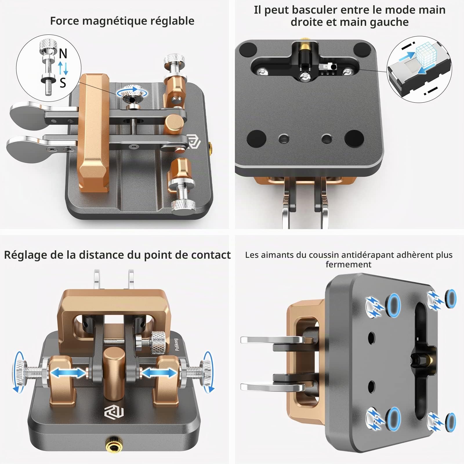 Putikeeg CW Clé Morse ,clé télégraphique CW Keyers ,télégraphe clé,clé morse,Pagaie double clé morse,Transmetteur de code Morse,manipulateur morse (gris-or)