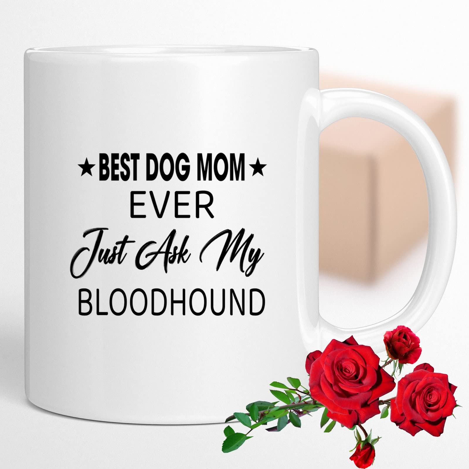 Novelty Gift Bloodhound Mom Cup Mother's Day Birthday Christmas Gag Gifts for Moms Mommy Mother Grandma Dogs Owners Pet Lovers Men Custom Name From Baby 11 oz Ceramic Coffee Mug