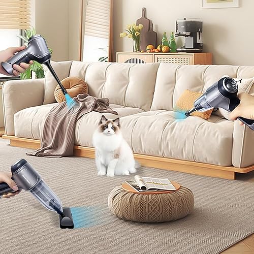 Miniatura 7 de PIFEUNT Aspiradora inalámbrica para automóvil, 3 en 1, potente aspiradora de automóvil, 15000 PA, recargable, portátil, mini aspiradora, sin