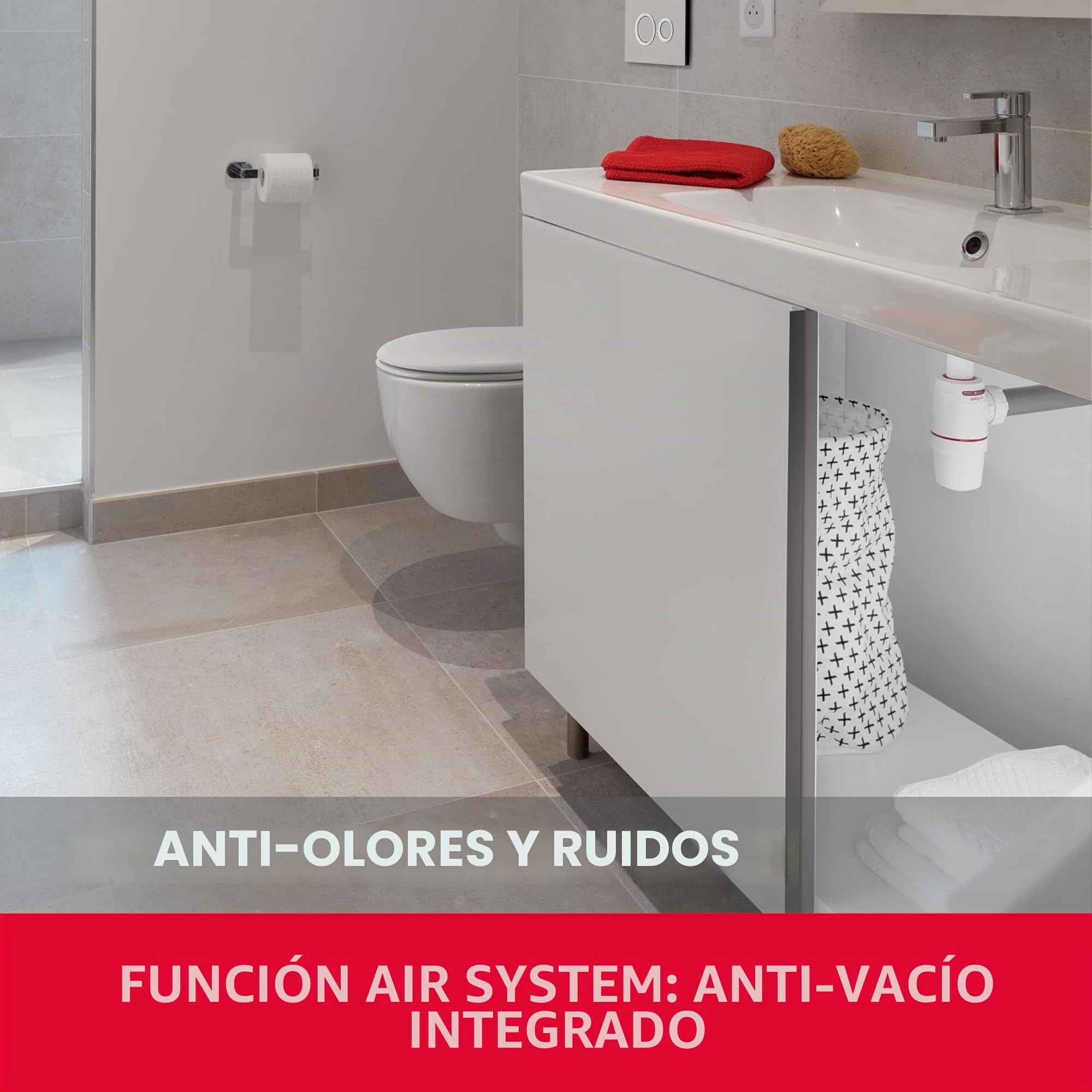 Wirquin 30722158 Neo Air D32-Sifón para Lavabo, Color Blanco, 14.5 x 9.2 x 6.9 cm