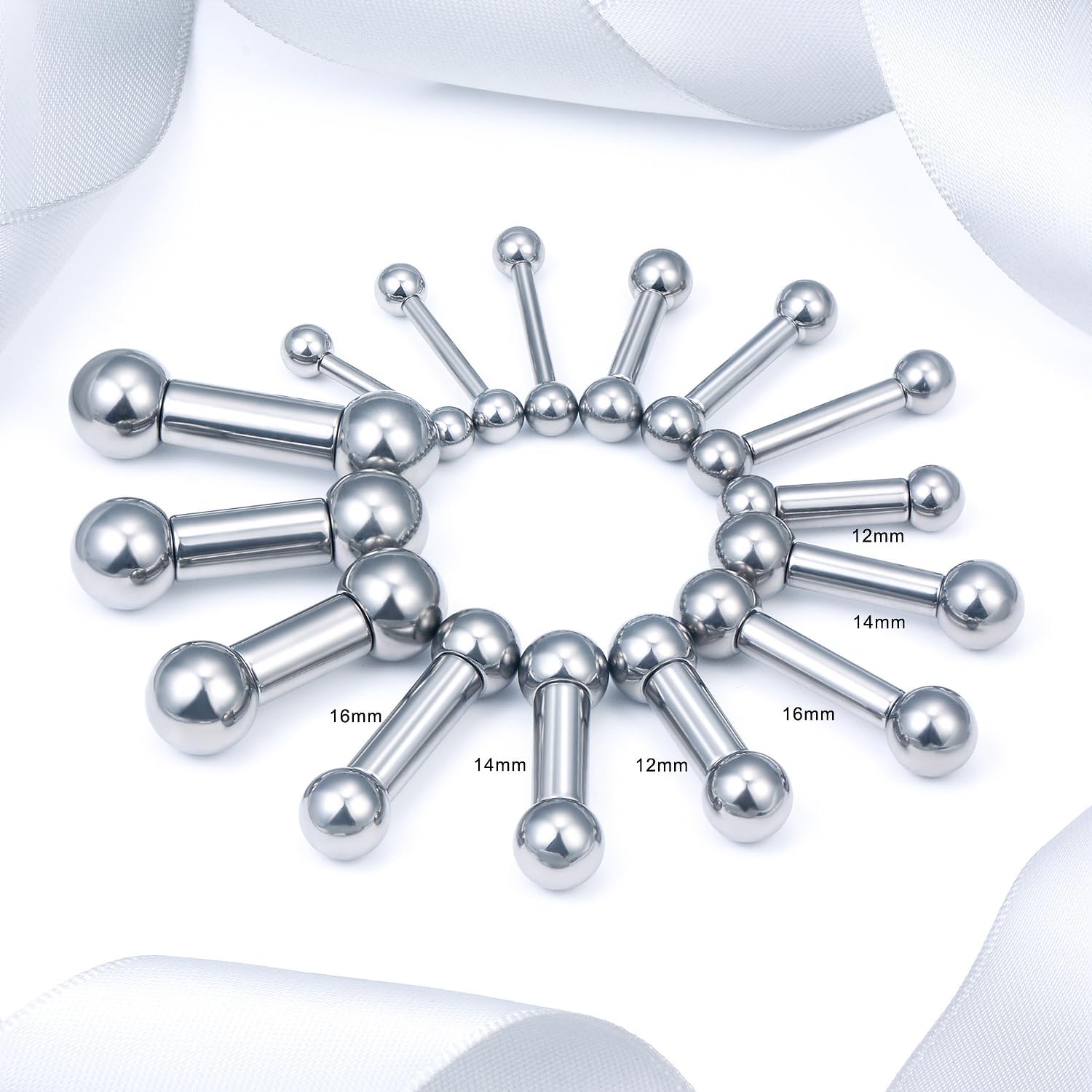 16G-2G ASTM F136 Titanium Internally Threaded Nipple Tongue Rings Piercing Jewelry Straight Industrial Earring Barbell G23 Titanium Nipple Tongue Bars Piercing Jewelry for Women Men 12MM-40MM - Image 2