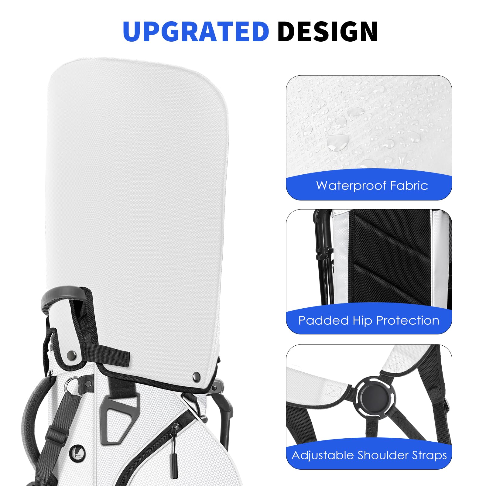 Findway Golf Standbag mit 5 Fach Unterteilung, 7'' Golfbag mit gepolstertem Doppelschultergurt, 5 Taschen, Regenhaube, Leichte Golftasche mit Ständer für Herren und Damen, Geschenk für Golfer