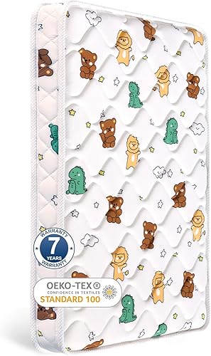 Colchón de espuma prémium para cuna de 4 pulgadas, 38 x 24 pulgadas, diseño grueso, borde envuelto en 3D, cómodo y firme, tela de microfibra suave,