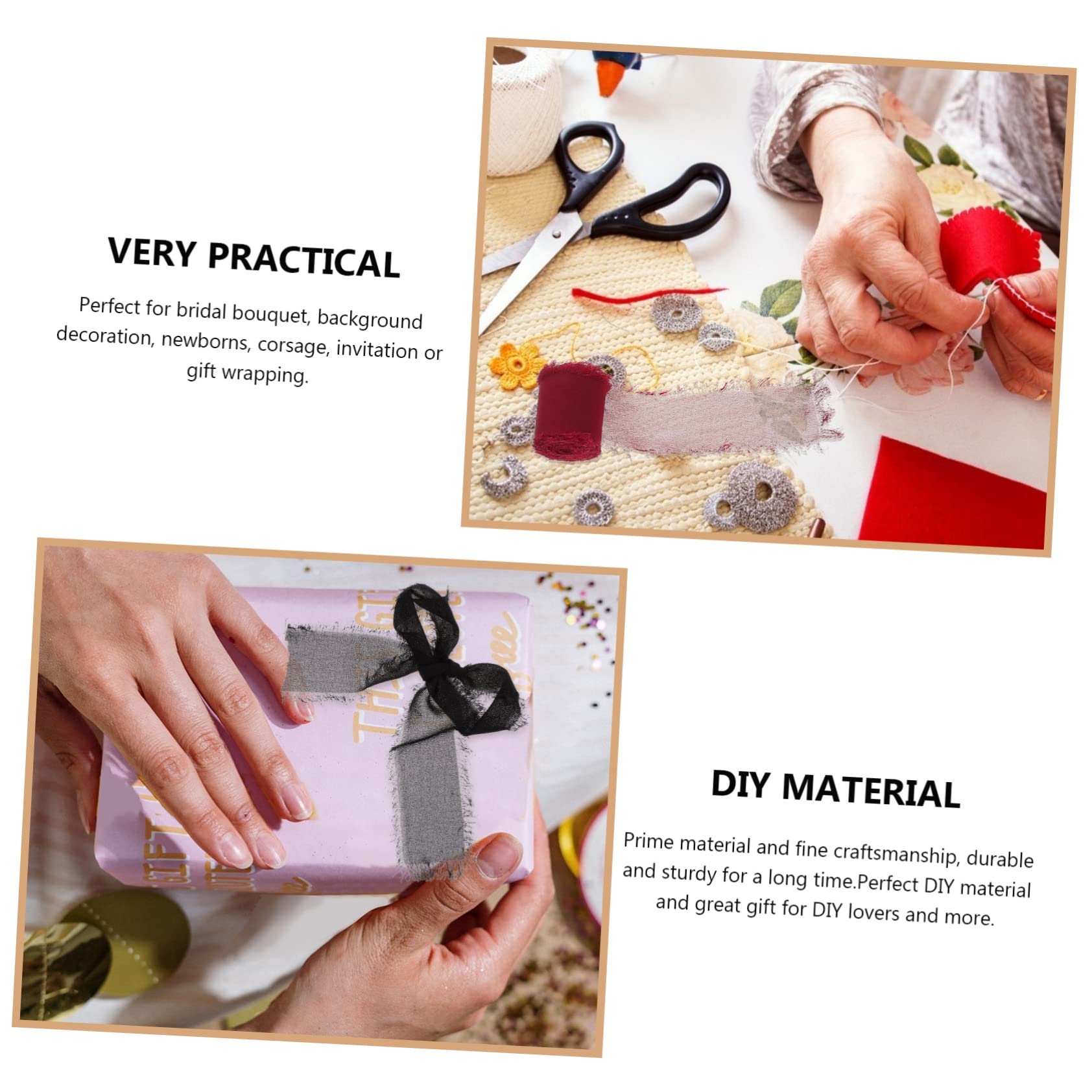 EXCEART 7rotolo Nastro Di Seta Frange Nastro Flessibile Decorativo Per Confezioni Regalo Decorazioni Floreali