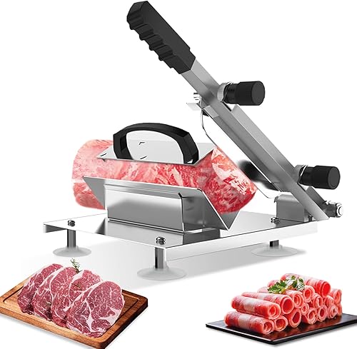 Manual Frozen Meat Slicer，Stainless Steel Meat Cutter Machine，Food Slicer for Home Cooking of Hot Pot