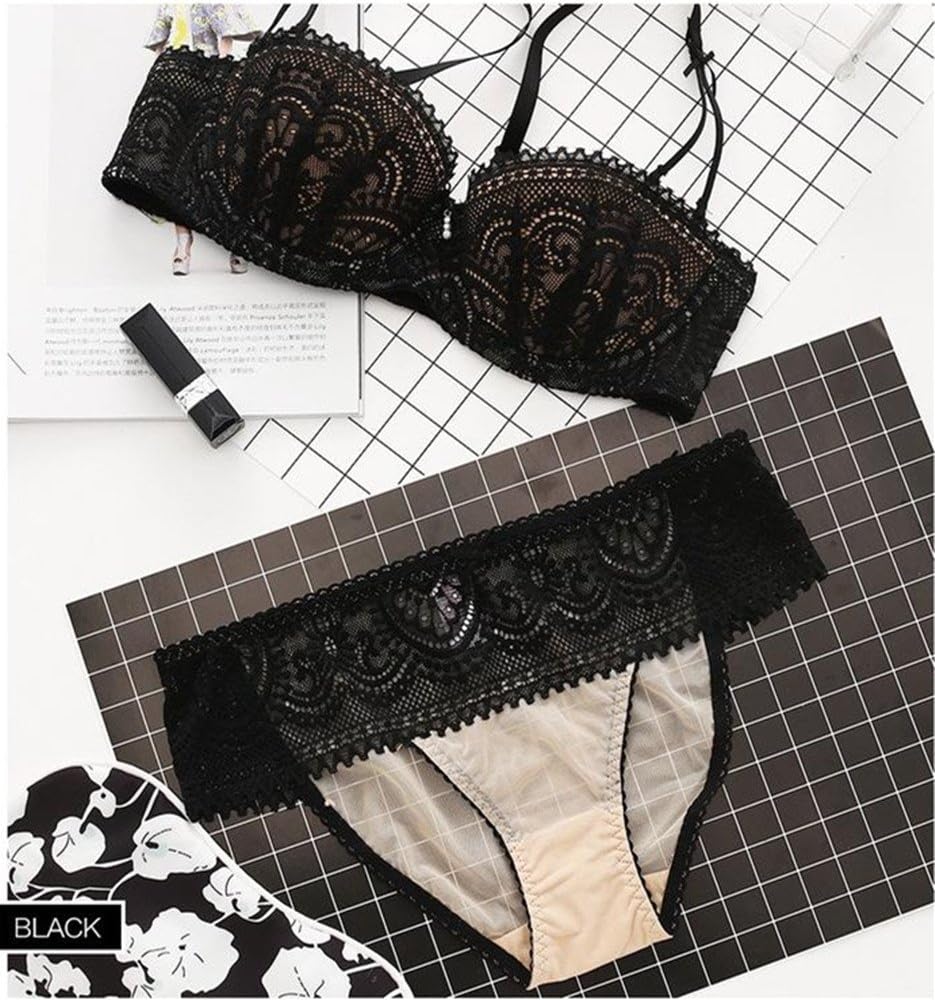 Nature Women's Bralette Lace Thin Detachable Strap Multi-Way Push up Bra Set