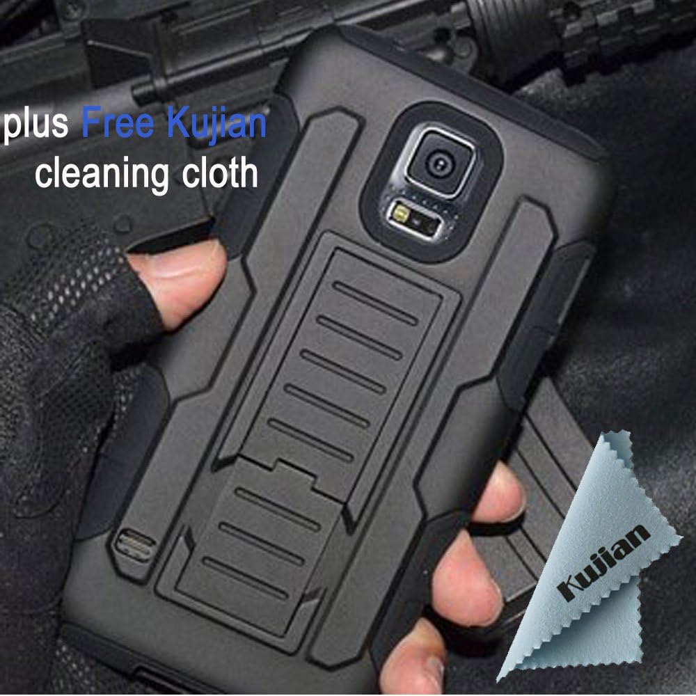 SAKO Black Military Duty Case with Belt Clip Holster Stand Mobile Phone bags Armor Cases Cover for Samsung Galaxy i9600 S5 SV (Galaxy S5)