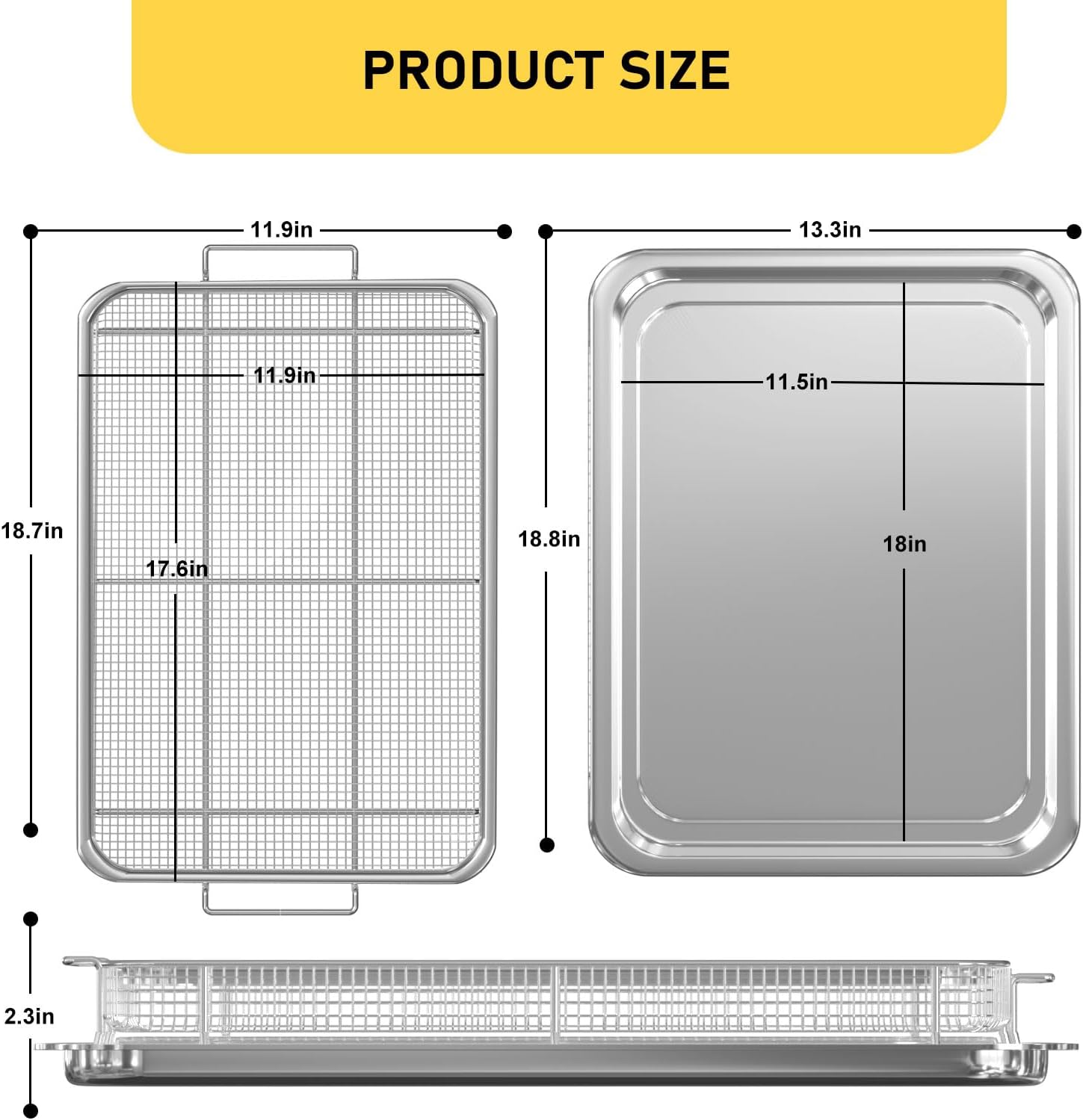 Zomixzo Air Fryer Basket and Tray Dimensions