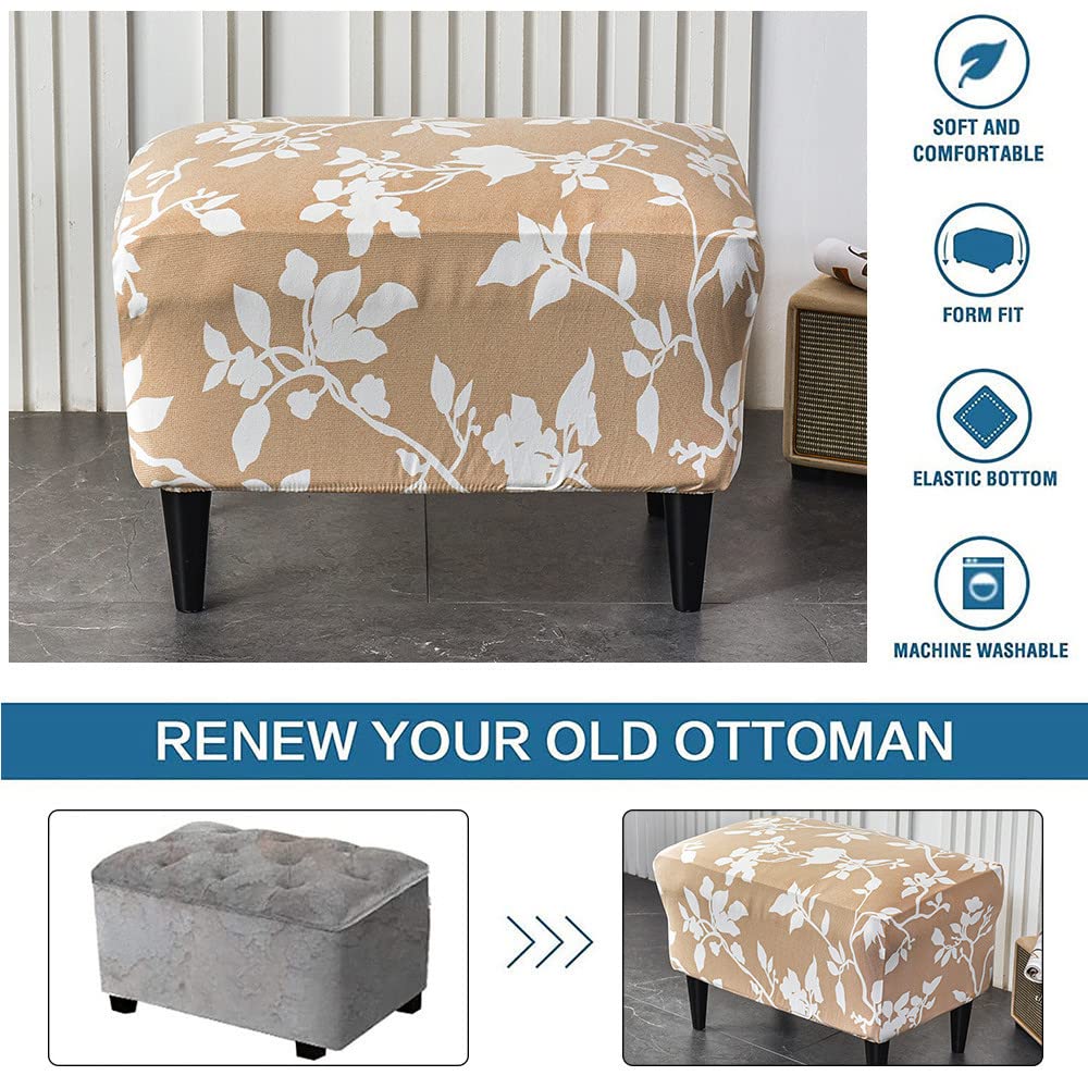 Housse De Pouf Extensible Housse Extensible Pour Ottoman Easy-Going Tabouret De Rangement Pliant Protecteur De Meubles Rectangulaire Douce Avec Fond Lastique Ottoman Petit Gris F Pouf Avec Rangement