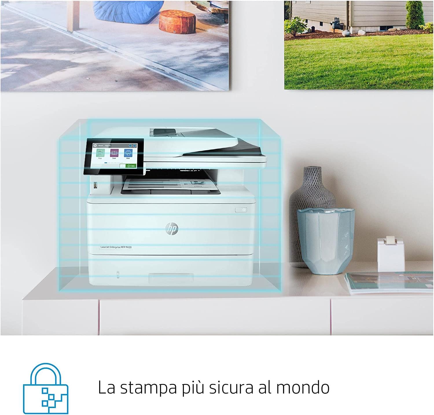 HP LaserJet Enterprise M430f 3PZ55A, Stampante Multifunzione A4, Stampa Fronte e Retro Automatico in b/n, 40 ppm, Copia, Scansiona, Fax, Ethernet, USB 2.0, ADF, HP Smart, Schermo Touch LCD, Bianca