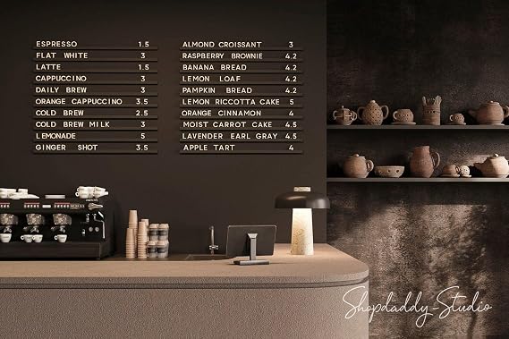 Wooden Letter Board Wall Menu-Large Letter Board, Cafe Coffee Bar Menu Letter Board, Menu Board Salon Price List Board, Letter Board with Letters and Numbers, Changeable Letter Board, Message Board