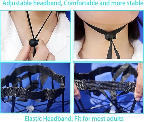 Miniatura 4 de Sombrero paraguas de pesca de 37 pulgadas, con manos libres, plegable, protección UV, gorra ajustable con paraguas para pesca, golf, campamento,