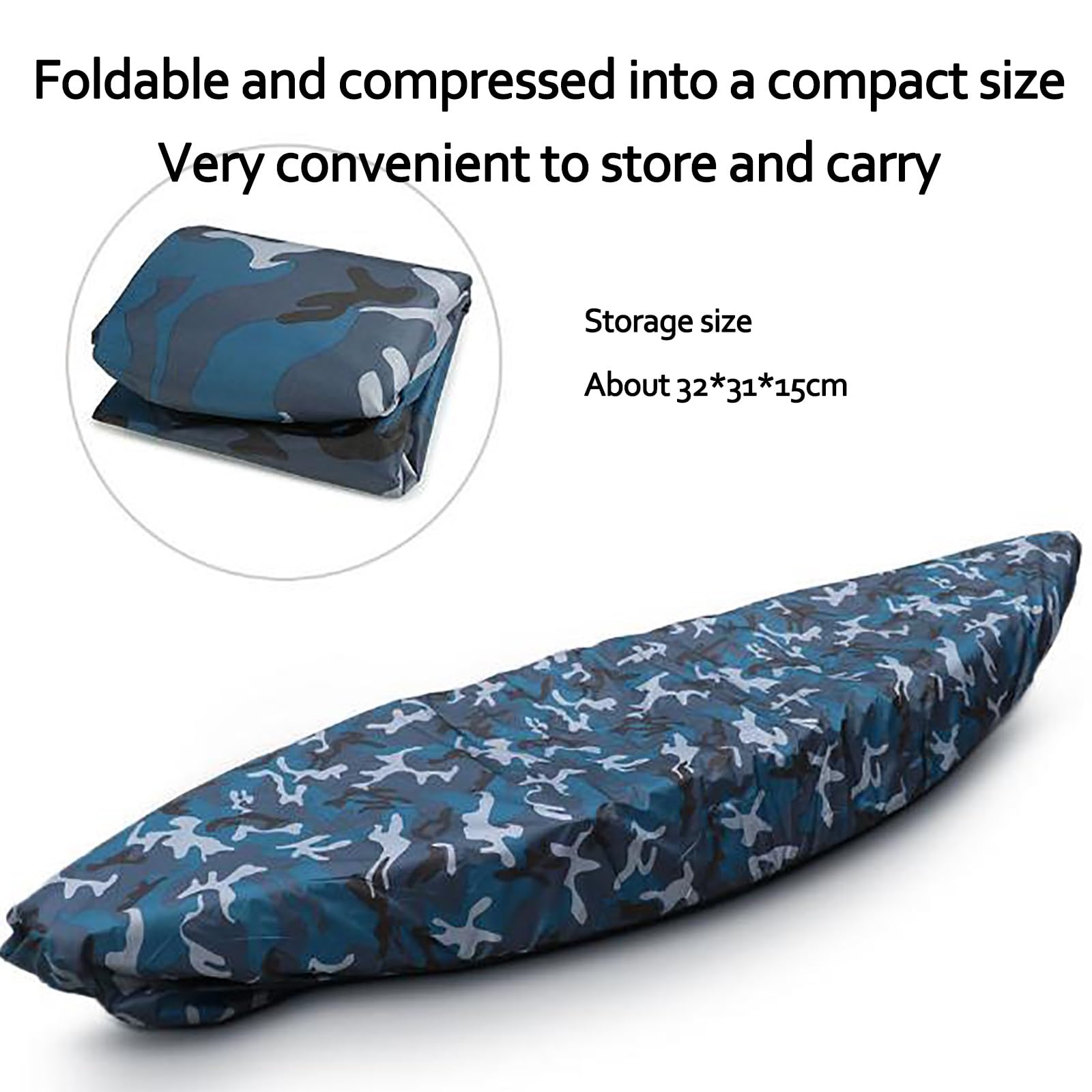 Bâche De Canoë Camouflage Bleu, Taille 8 : 210 Cm-600 Cm en Option, Tissu Oxford De Protection Solaire, Dispositif À Cordon Élastique, for Toutes Les Saisons(270-300cm)