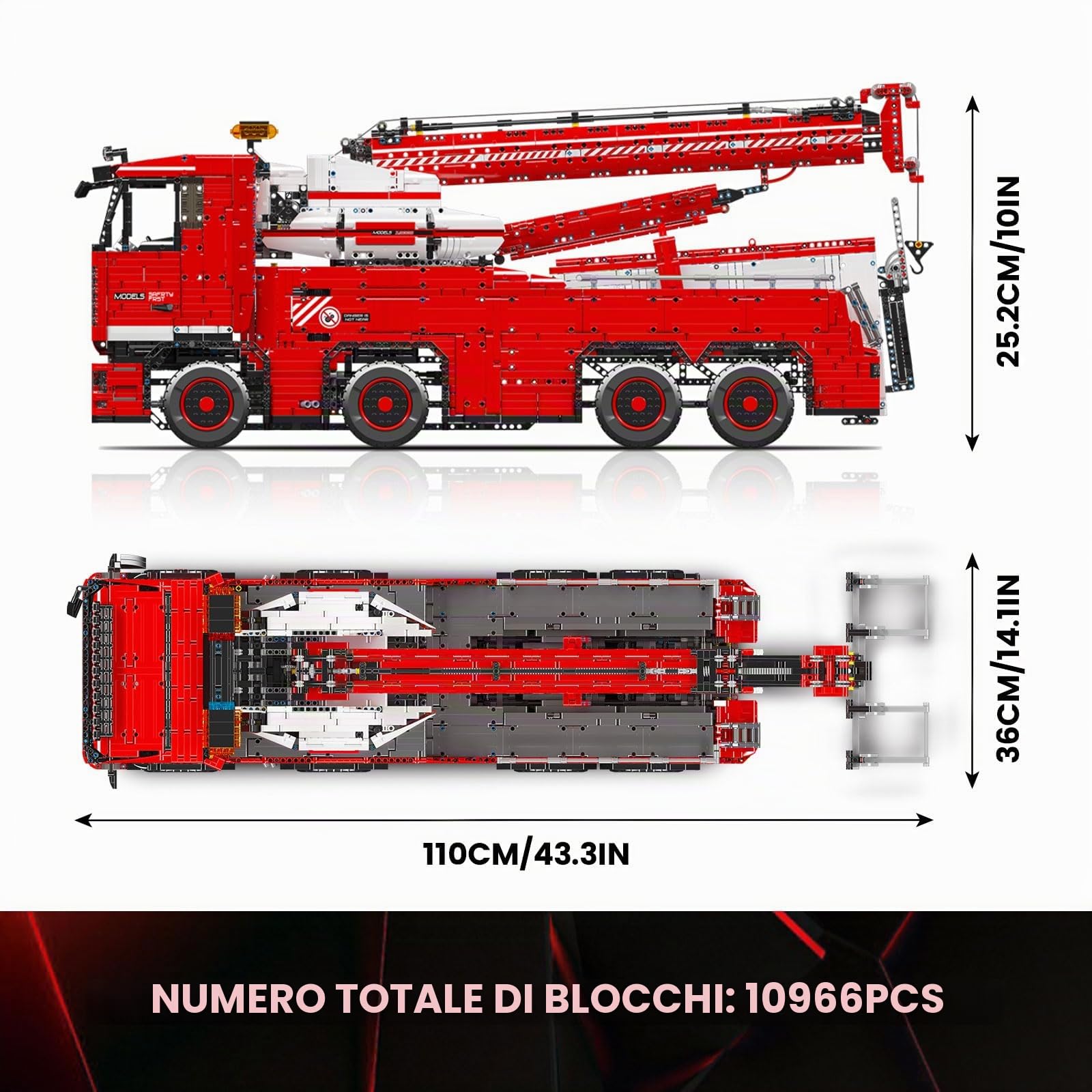 Mould King 19008 Carro Attrezzi Versione Dinamica dei Blocchi del Modello di Camion da Costruzione, 10966 Pezzi Kit di Montaggio del Demolitore Autocarro con Gru Pneumatica con 19 Motori Kit
