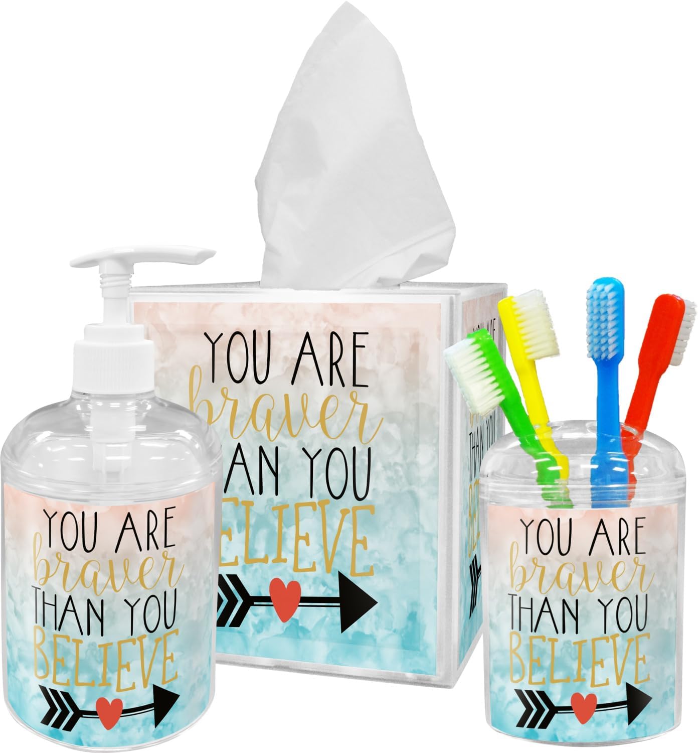 YouCustomizeIt Inspirational Quotes Acrylic Bathroom Accessories Set