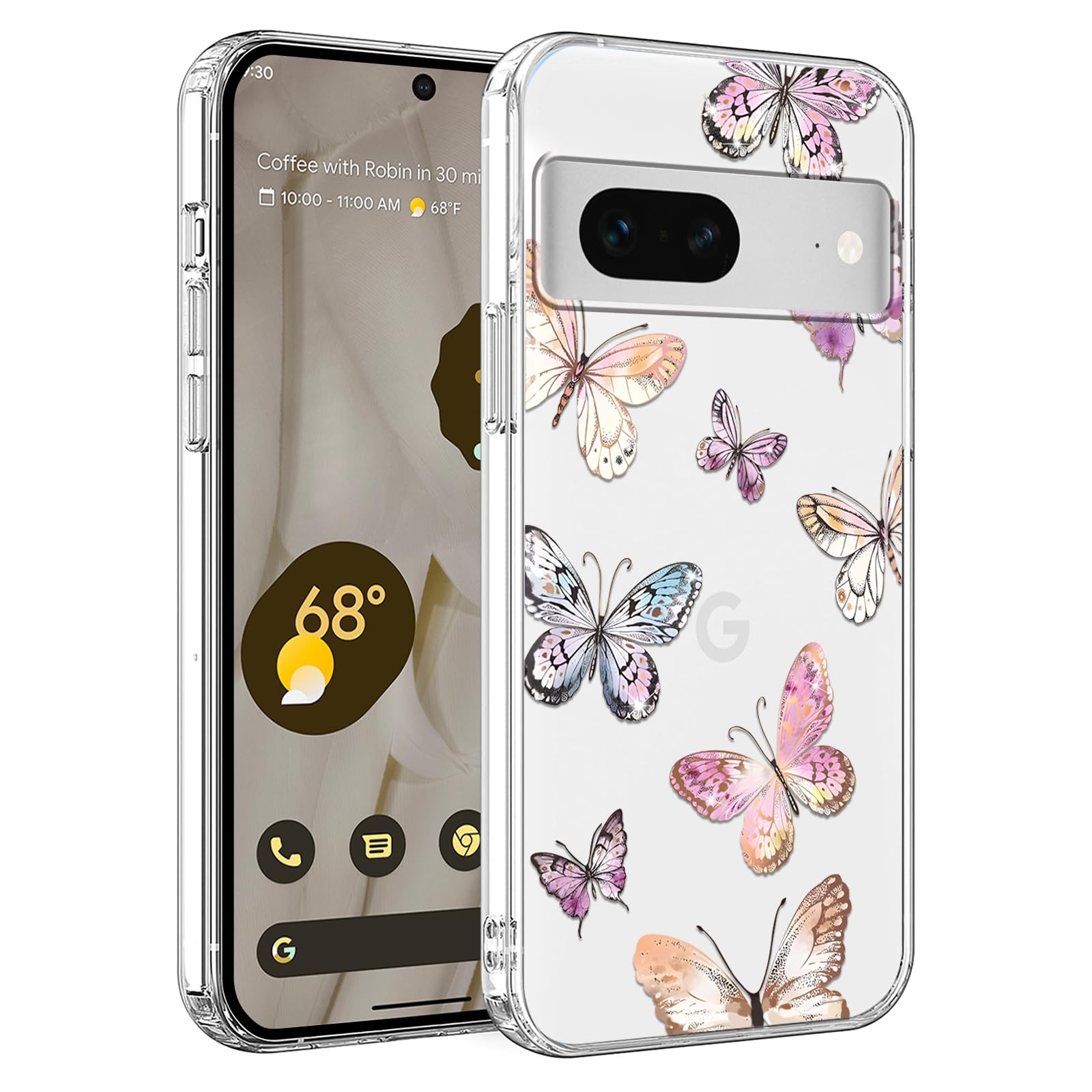lioscre Butterfly Phone Case for Google Pixel 7 5G 6,3'', Cute Trendy Soft Slim TPU Shockproof Protective Phone Cases Cover Exquisite Phone Cover