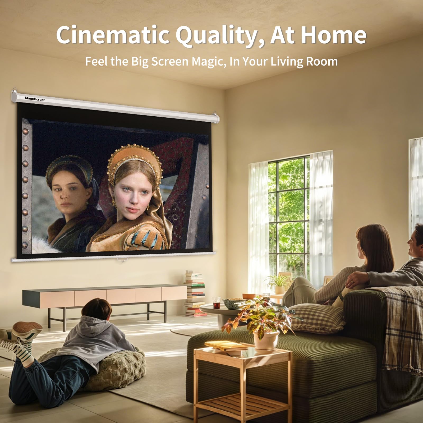 Manueller Beamer Rollo 100 Zoll (229.4 x 164 cm) 16:9 Weiß 4K HD