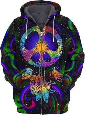 Amazon.com: Sudadera hippie de invierno con capucha y diseño de  atrapasueños en galaxia, diseño hippie con cremallera, Multicolor, M :  Deportes y Actividades al Aire Libre