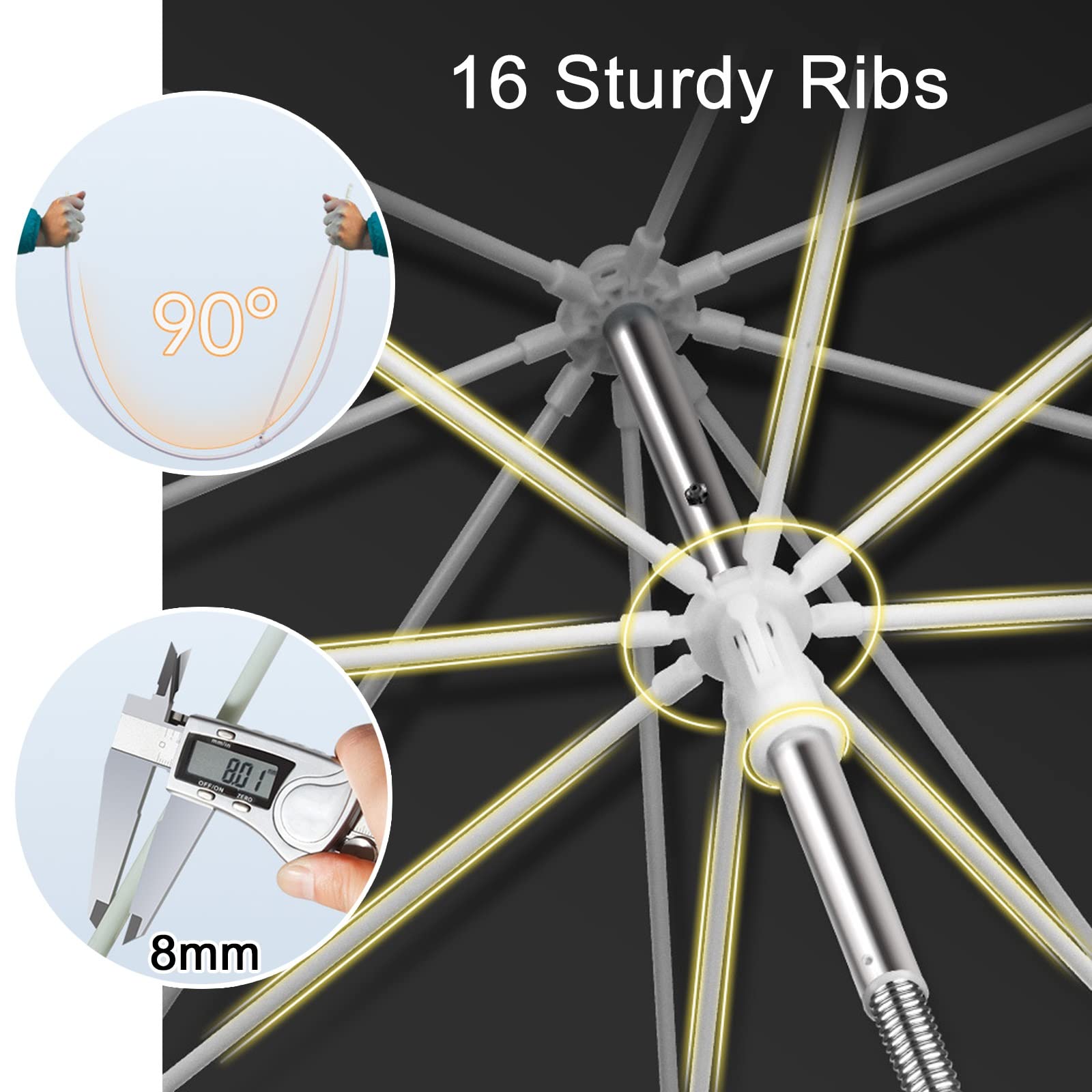 LIGUOYI Zewnętrzny parasol wędkarski parasol wędkarski, 18 m, okrągły przechylany UPF50+, przenośny parasol plażowy z kotwicą piaskową i torbą do przenoszenia, schronienie parasolowe ze stali nierdzewnej, Piasek, 200cm(6.5Ft)