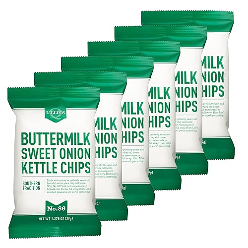 Lillie's Q - Chips de suero de leche y cebolla dulce, papas fritas de cebolla Vidalia, chips de hervidor de lotes pequeños, bolsas individuales,
