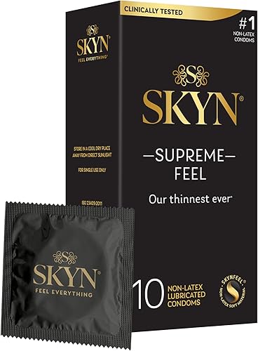 SKYN Supreme Feel - Preservativos sin látex, 10 unidades, ultrafinos y prelubricados para un ajuste natural y suave