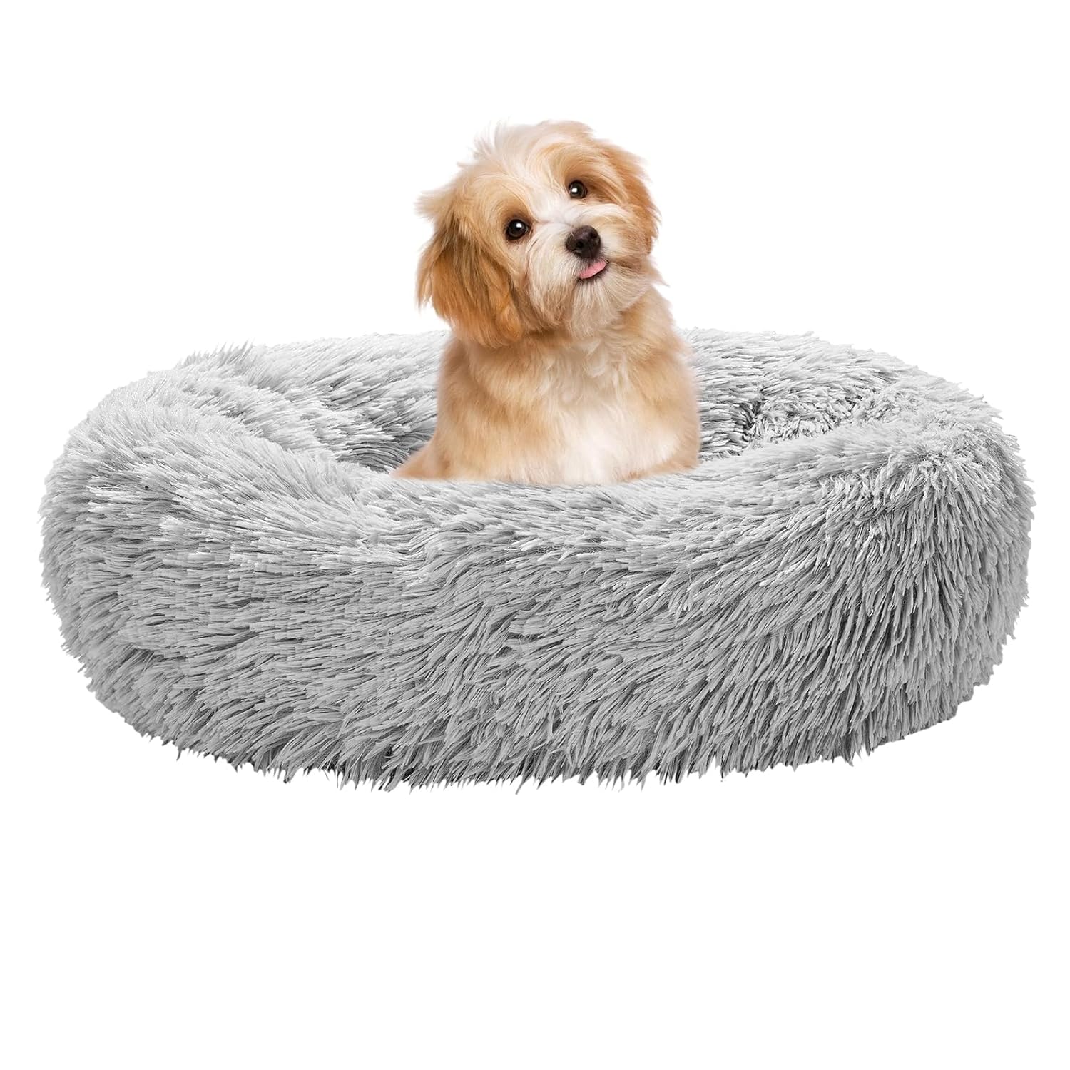 Calming Dog Bed for Small Melium Large Dogs Donut Washable Pet Bed for Puppy and Kitten Anti-Anxiety Donut