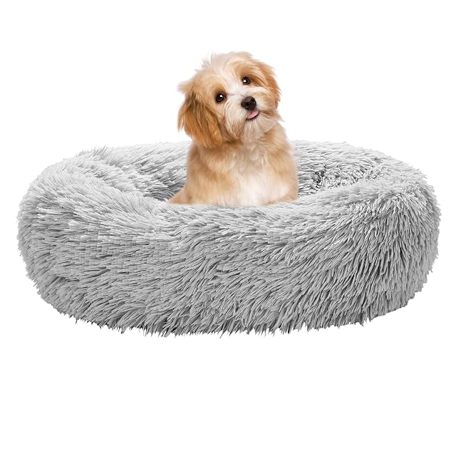 Calming Dog Bed for Small Melium Large Dogs Donut Washable Pet Bed for Puppy and Kitten Anti-Anxiety Donut