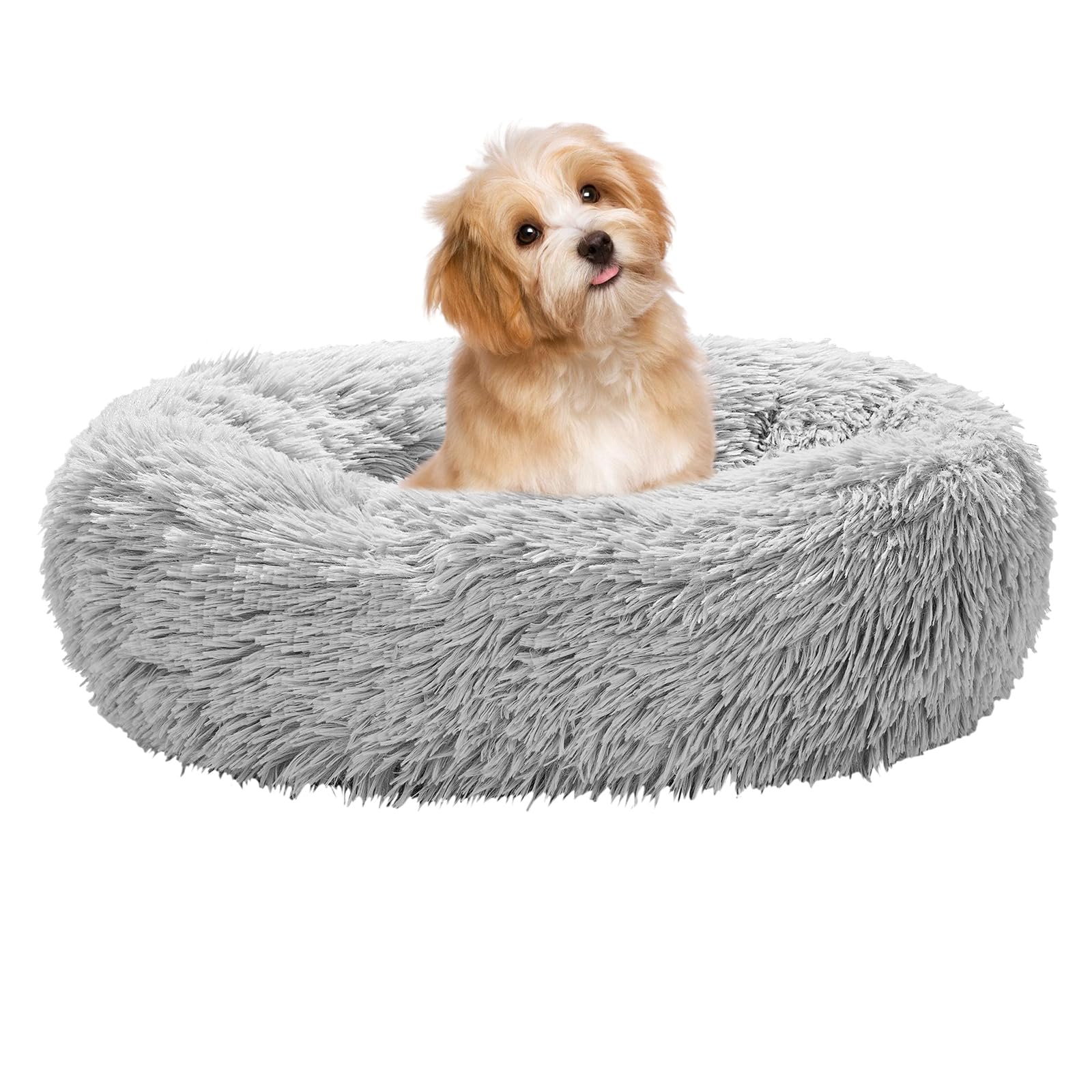 Calming Dog Bed for Small Melium Large Dogs Donut Washable Pet Bed for Puppy and Kitten Anti-Anxiety Donut