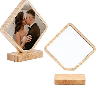 Framendino, 1 Pack Sublimation Photo Frames Blanks Heat Transfer Wood Diamond Shape Picture for DIY Prints