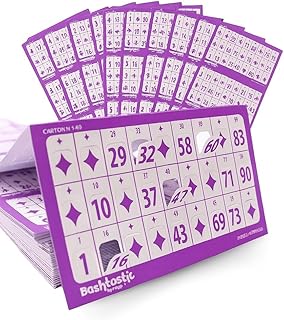 Bashtastic 504 Cartones Bingo Troquelados - Cartones de Bingo Troquelados, Bingo Juego de Mesa Adulto, Bingo Cartones 90 Bolas, Reutilizables (Lila, 504 Cartones)