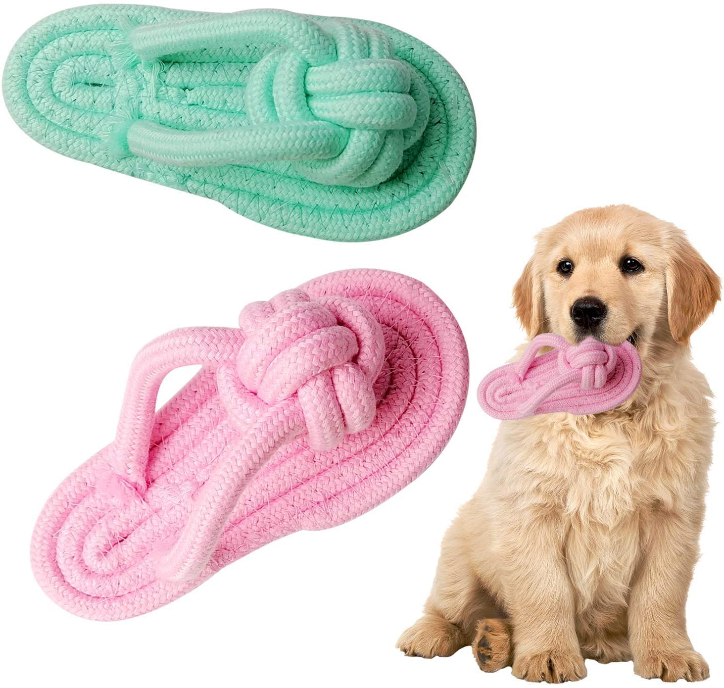 Pets Empire 2 Pieces Puppy Chew Toy Flip Flop Shape Pet Chew Toy Interactive Chew Toys Molar Teeth Cleaning Toys (Color May Vary)