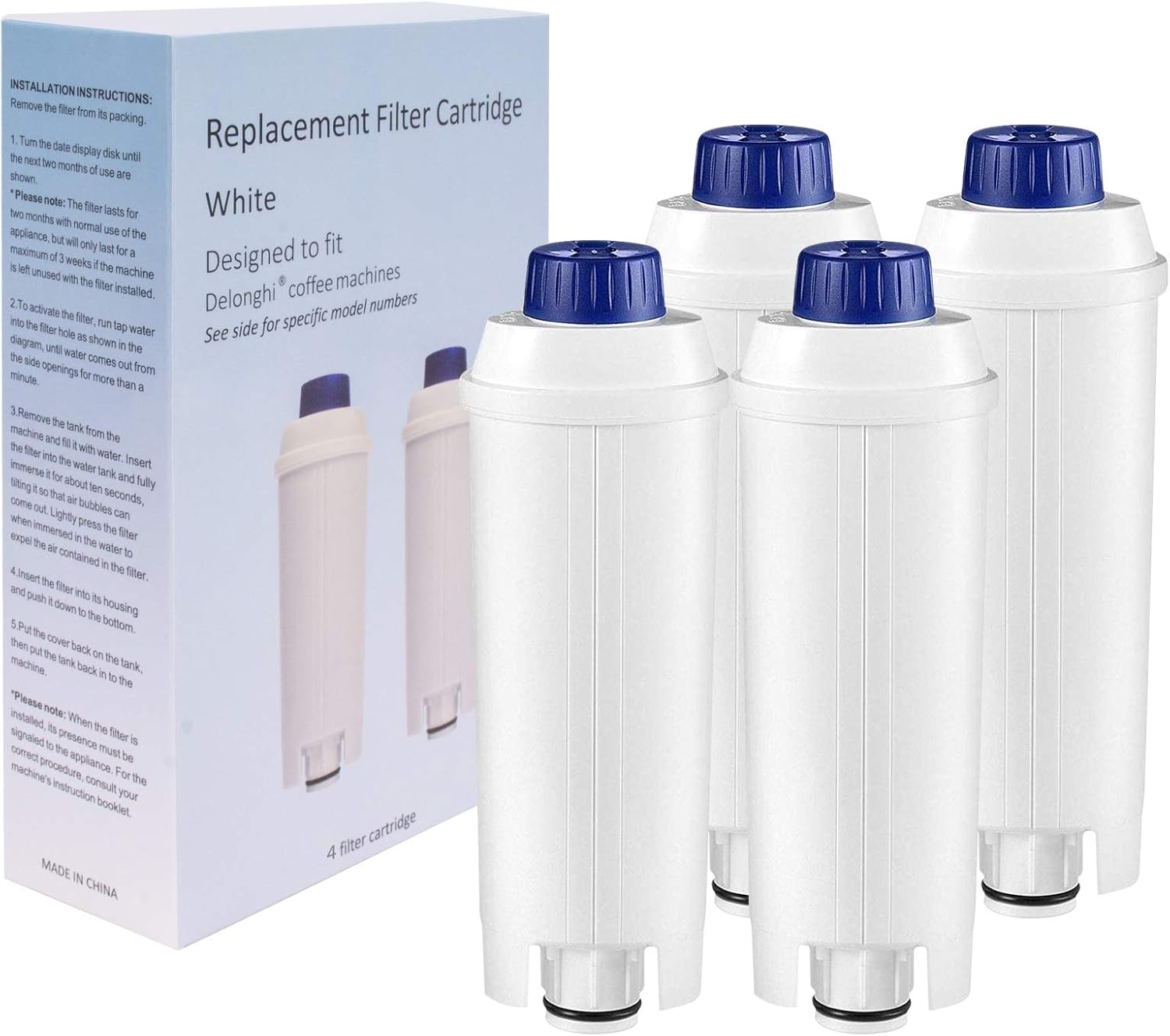 4PCS DLS C002 Water Filter For De'Longhi ECAM22.110.B ECAM 45