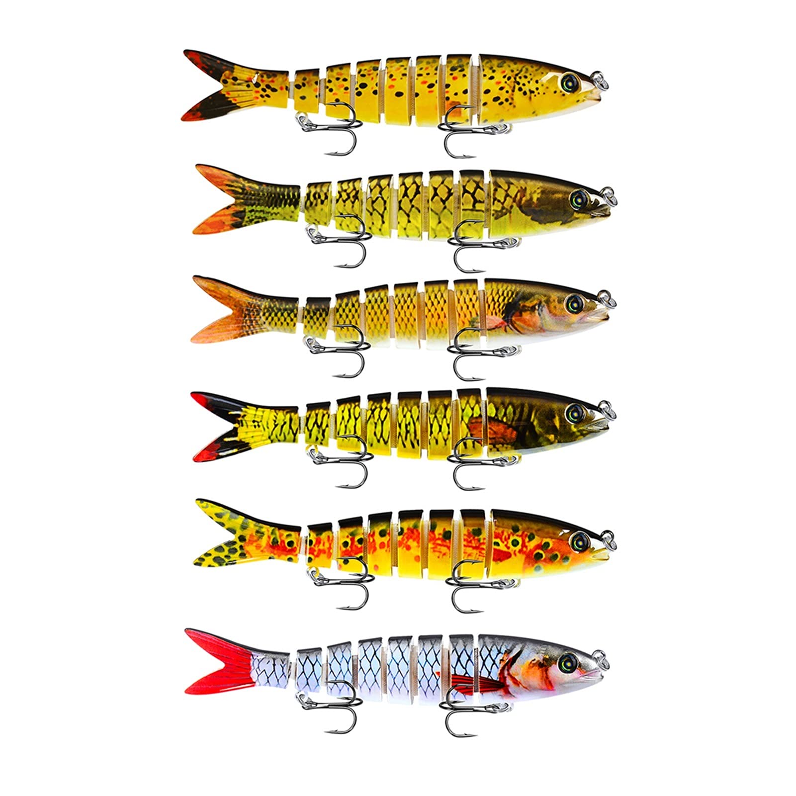Kunstköder Angelköder Multi Gelenkend Sinking Wobblers Locken Köder Swimbait Harte Köder Angelgerät Für Bass 6 stücke Kunstköder Gummifische